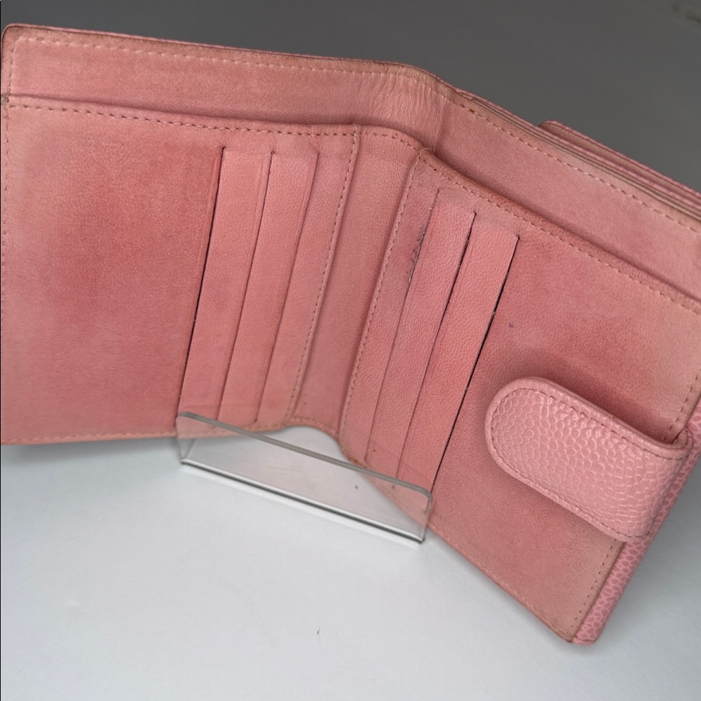 CHANEL NWOT luxury, soft, pebble, pink, leather wallet w/COA and box. Stunning.! - Picture 3 of 9